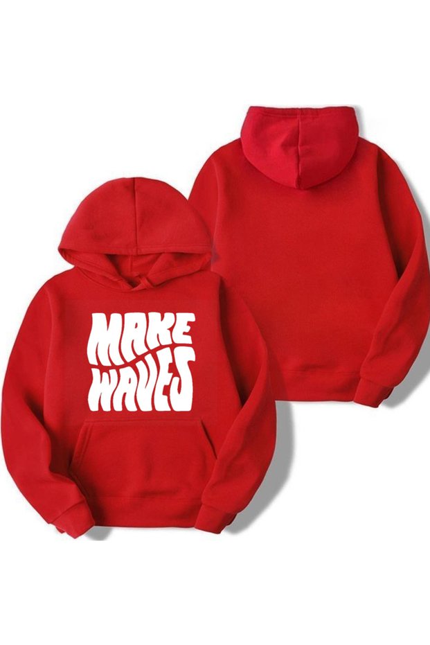 New Season Make Waves Printed 3 Yarn Cotton Hooded Sweatshirt