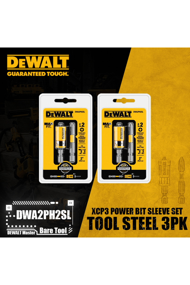 Choice DWA2PH2SL 2PCS DEWALT DWA2PH2SL XCP3 Power Bit Sleeve Set Max Fit Phillips #2 S X 2" L S2 Too