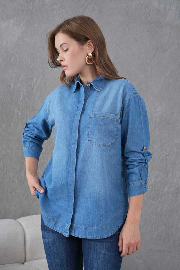 DENİM KADIN GÖMLEK - 5