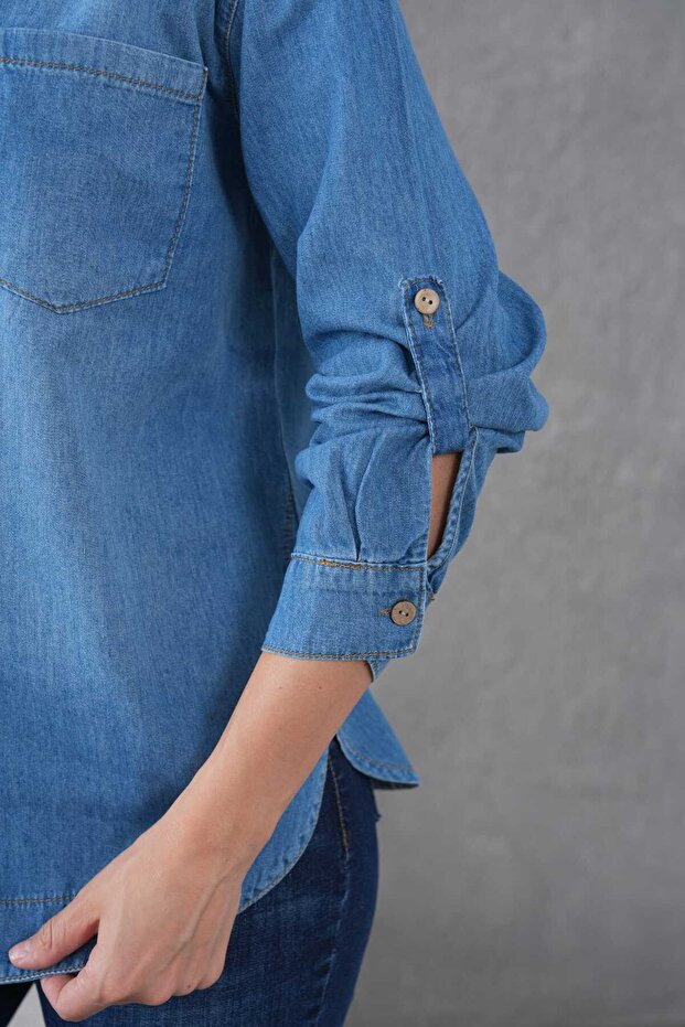 DENİM KADIN GÖMLEK - 7
