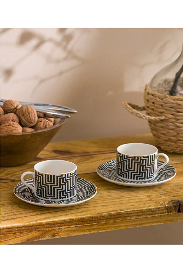 LCW HOME Baskılı 2 Kişilik Porselen Kahve Fincan Takımı 90 ml - 1
