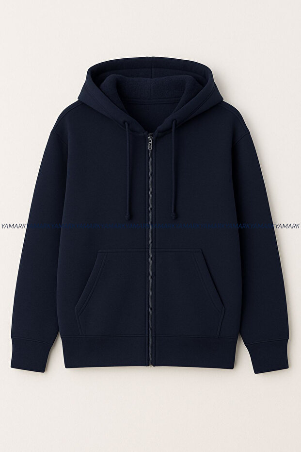 Unisex Zip-Up Fleece Hooded Kangaroo Pocket Oversized Winter Hoodie Jacket