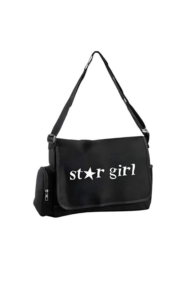 Black Star Girl Printed Unisex Messenger Bag
