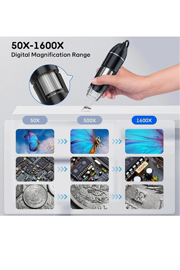 High Definition 8 LED USB Microscope with 1600x Magnification, Digital Magnifier, Endoscope and Video Camera - 4