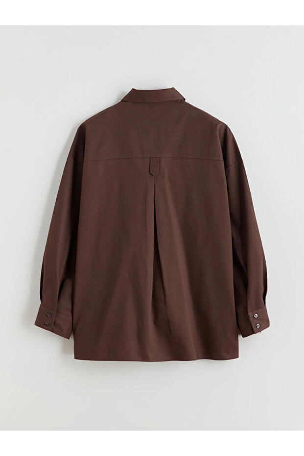 LCW Modest Kahverengi Gabardin Kadın Gömlek Tunik - 2