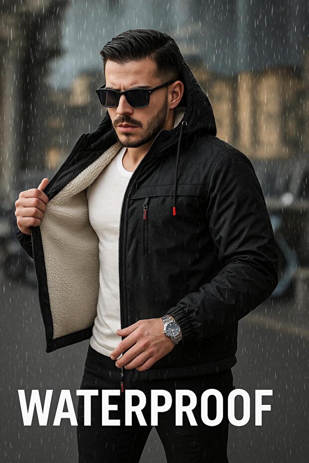 Jachetă rezistentă la apă și vânt cu blană - 4