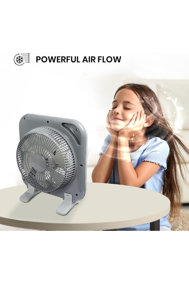 - 10' Inch Box Fan, Timer & Swing Function, 3 Speed Setting, Grey - CK2215 - 4