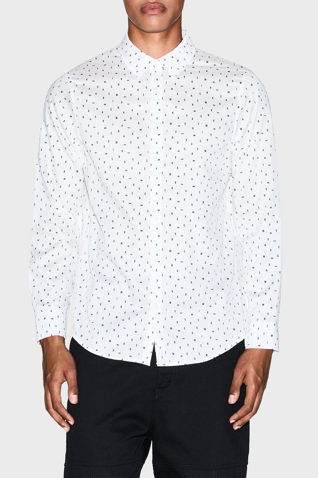 All Logo Cotton Regular Fit Long Sleeve Shirt Men Shirt Xm001942 Af19194 F0
