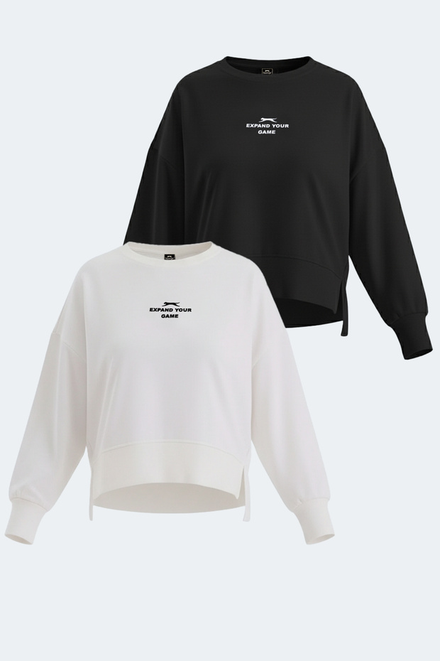 Vital Set of 2 Women's Oversized White - Black Sweatshirt