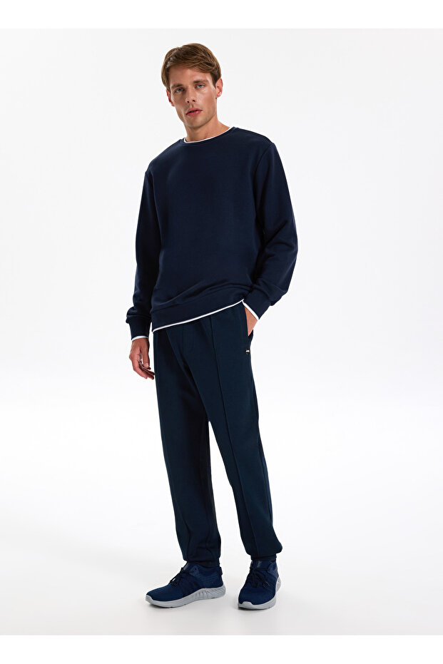 Lastikli Bel Standart Lacivert Erkek Eşofman Altı J4WM-EA7226 - 1