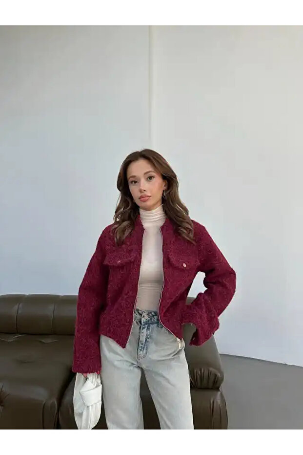 CIFT CEPLI FERMUARLI KISA CEKET - 5