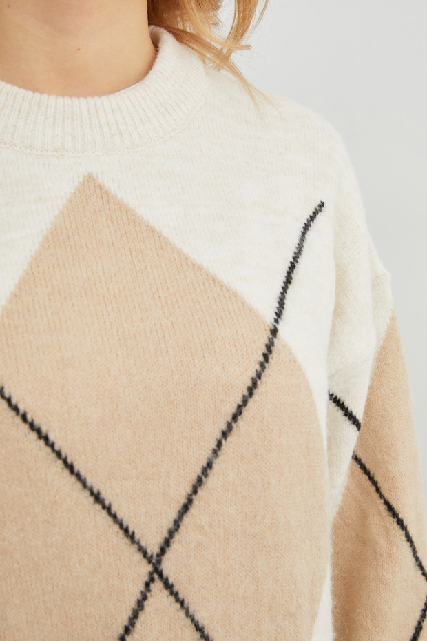 سترة كبيرة الحجم منقوشة بالألماس - 8