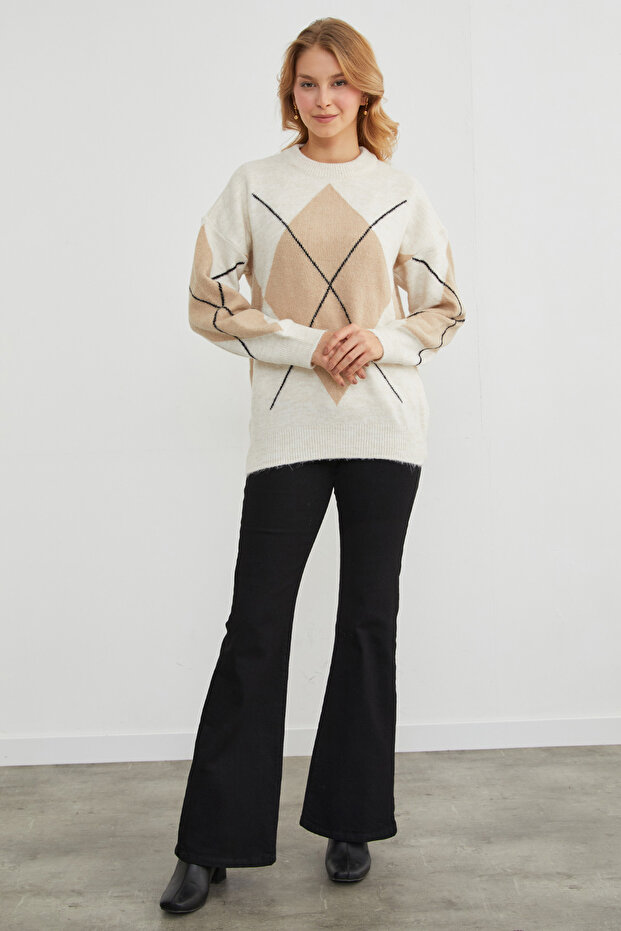 سترة كبيرة الحجم منقوشة بالألماس - 5