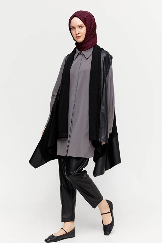 Deri Kombinli Yelek - 1