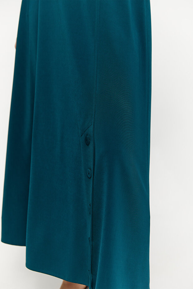 Süs Düğmeli Evaze Etek - 4