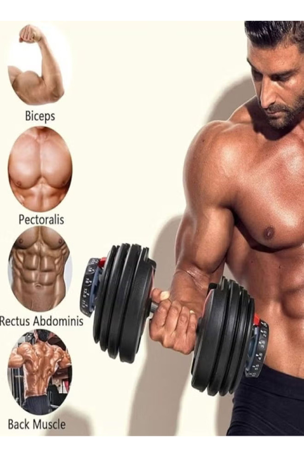 Smart Dumbbell Set Easily Adjustable for Workouts and Exercises 24kg, Strength Training Dumbbells - 5