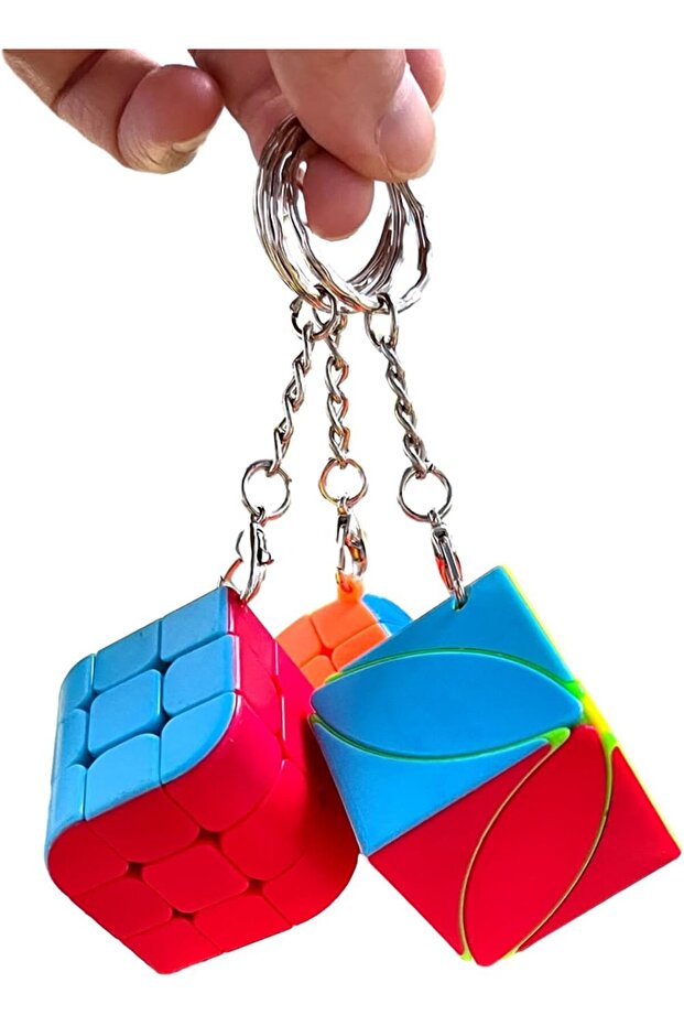 Set of 3 Rubik's Mind Cube Keychain Mini Intelligence Cubes Fast Rotating Durable Toy - 3