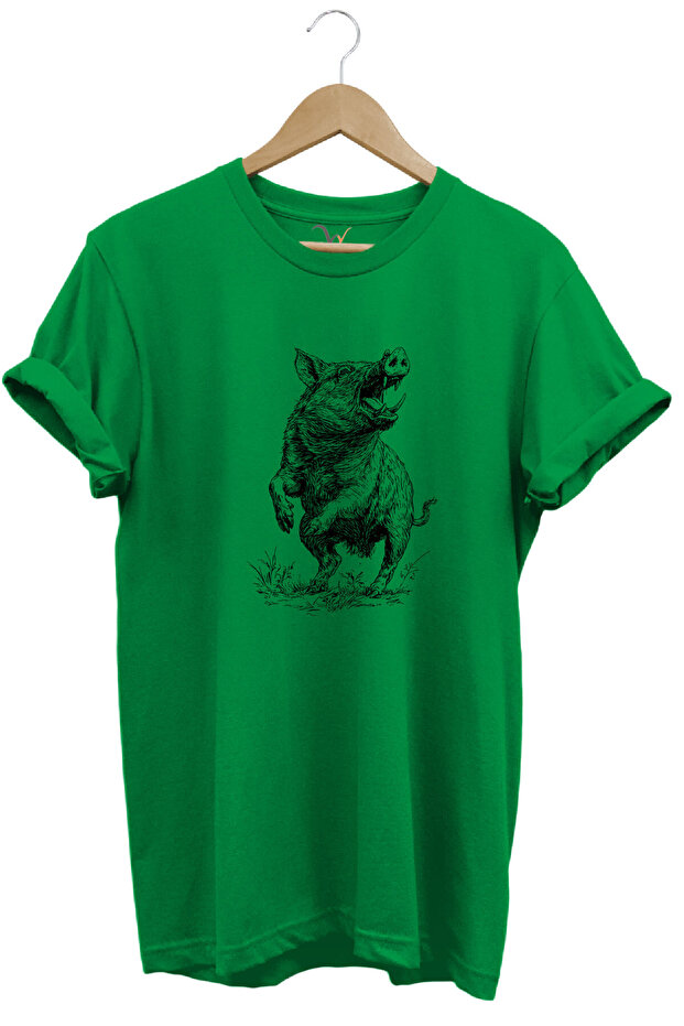 Hunting Hunter Hog Hunting Printed 100% Cotton Regular Fit Unisex T-Shirt