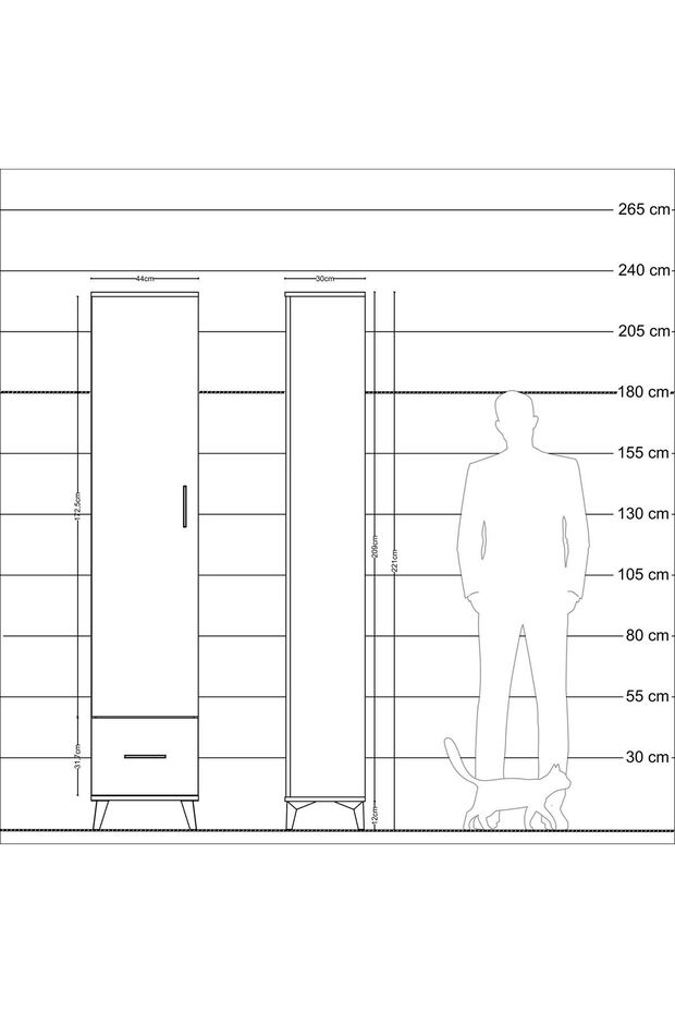 Arges Dolap 5 Raflı Tek Çekmeceli Tek Kapaklı 44x30x221 Aytaşı-Aytaşı - 6