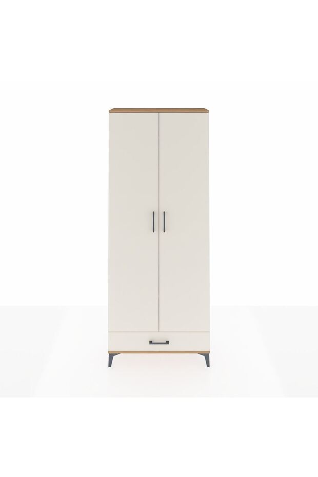 Arges Dolap 3 Raflı Tek Çekmeceli Tek Askılı 88x30x221 Çam-Aytaşı - 1