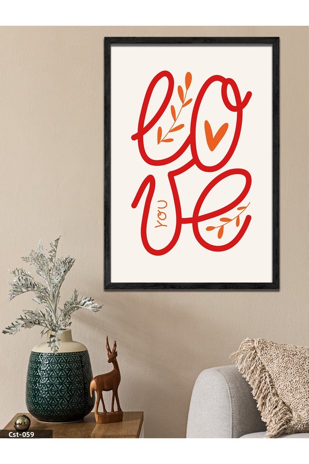 Love You One Piece Black Wooden Framed Painting