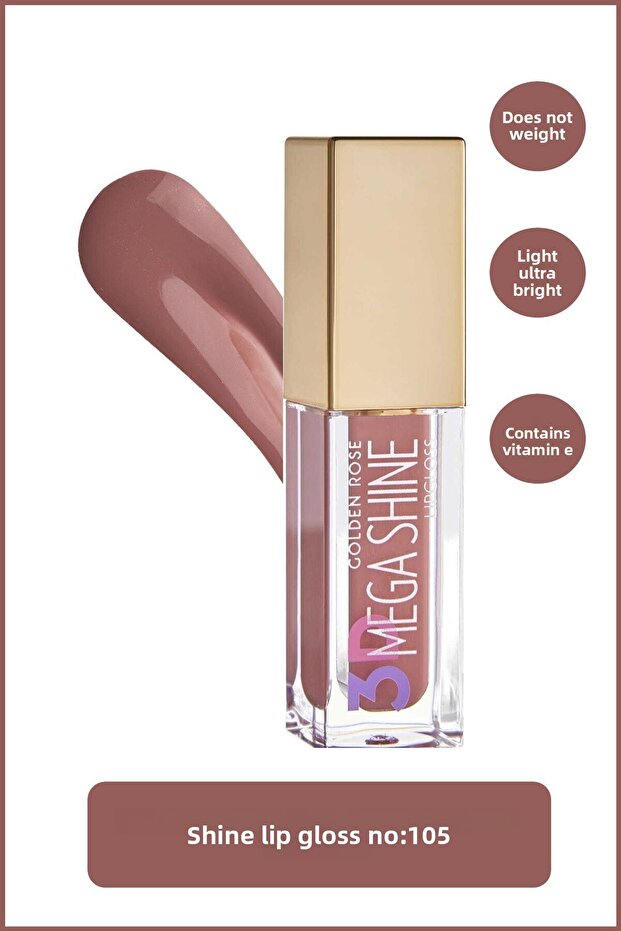 GOLDEN ROSE 3D MEGA SHINE LIPGLOSS NO:105