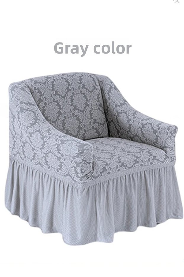 Shawl Pattern Jacquard Single Person Seat Cover, Armchair Cover with Skirt (1 Piece)