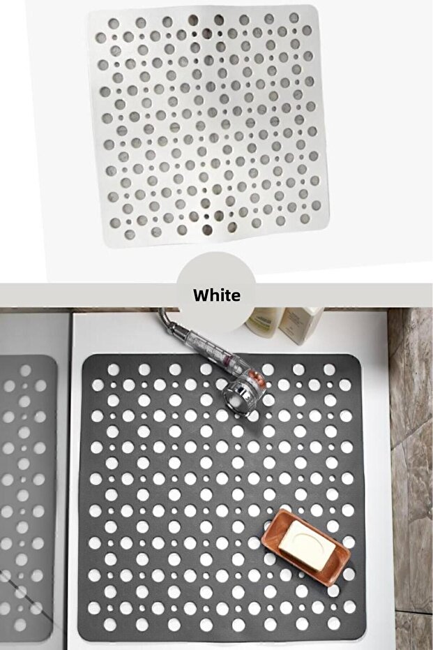 Non-Slip Shower Cabin Bath and Shower Mat Square Bubble Adheres with Suction Cup 54 X 54 cm A-149