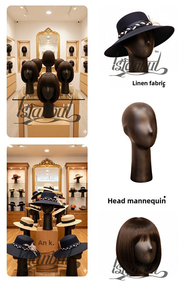(1 Piece) Black Color Polyester Head Mannequin Accessory Mannequin Hat Mannequin Wig Mannequin
