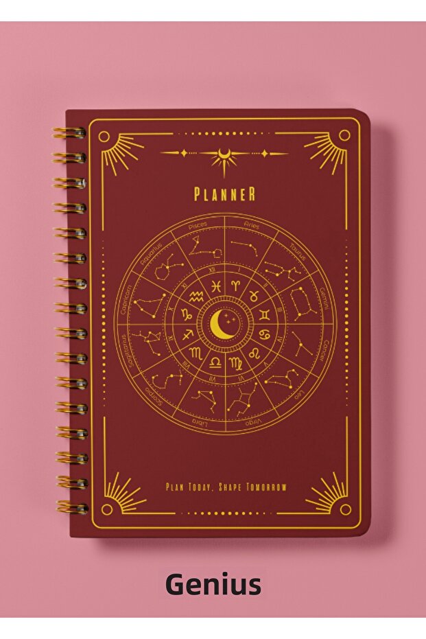 A5 Spiral Linen Undated Planner Agenda - Stellar Burgundy Hard Cover