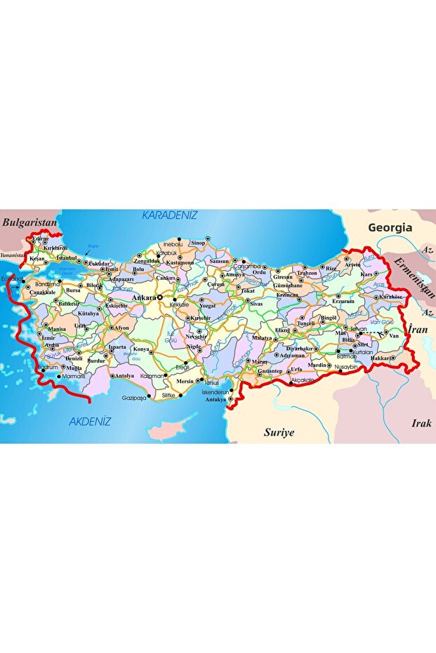 غطاء حائط خريطة تركيا الجغرافية - 2