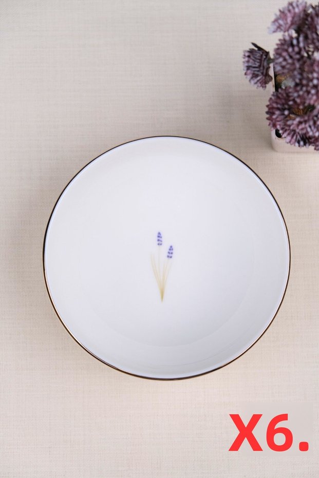 Tabak Evi Porcelain Natura Lavender Gold Gilded Bowl 13.50cm Set of 6