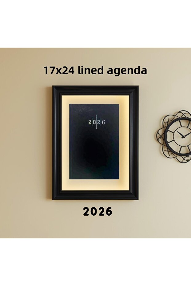 2026 أجاندا 17X24 أسود مسطر