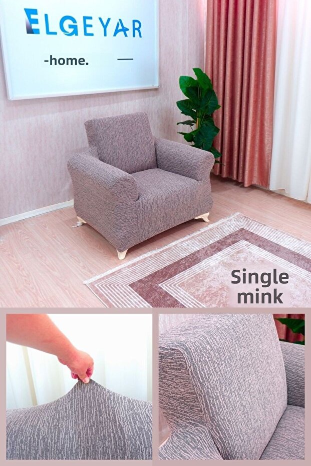 Jacquard Chair, Sofa, and Chaise Lounge Cover—Stripe Pattern, Stretchable, Hemless—for a Single Armchair (Berger)