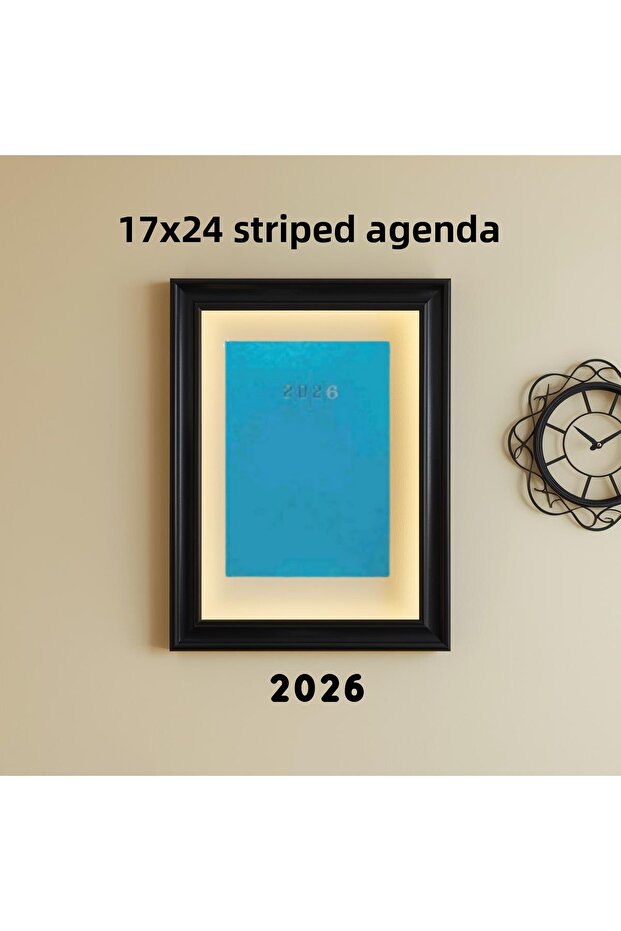 2026 أجاندا 17X24 مخطط باللون الفيروزي