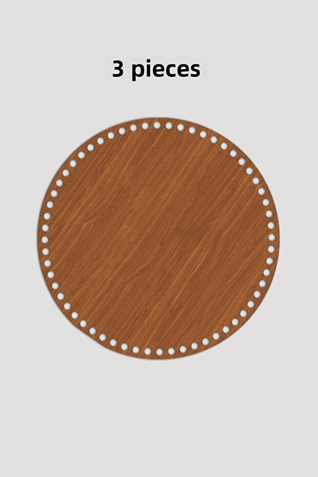 Wooden Round Basket Tray Base 35 cm 3 Pieces Walnut 3mm