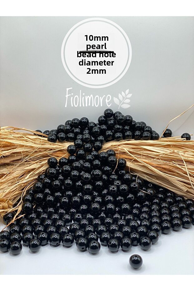 10mm Luxury Plated Plastic Black Pearl Beads (50 Grams-95Pcs) Jewelry Bag Bead