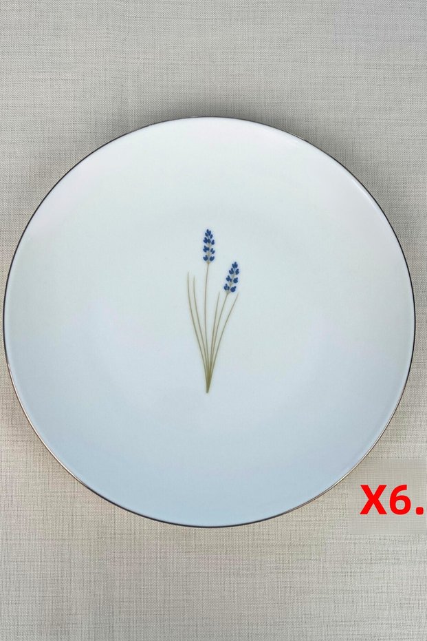 Tabak Evi Porcelain Natura Lavender Gold Gilded Serving Plate 24.50cm Set of 6
