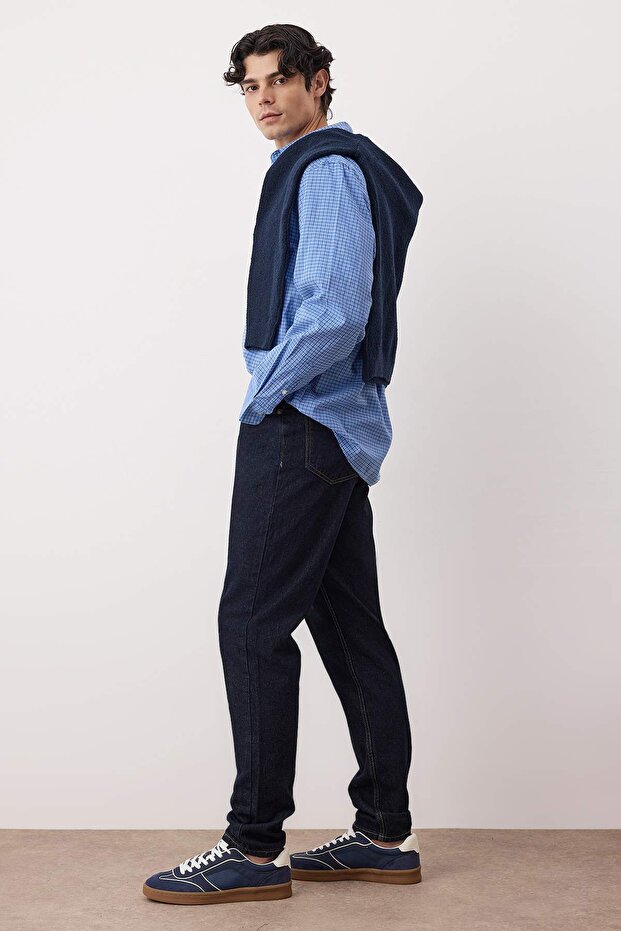 Koyu Lacivert Essential Fit Tütün Dikişli Jeans Kot Pantolon TMNAW23JE00104 - 1