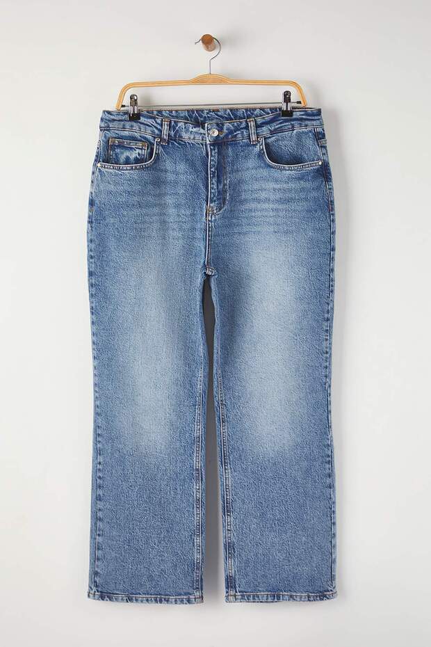 More Sustainable Mavi Yüksek Bel Comfort/Orta Esnek Straight Fit Büyük Beden Jeans TBBAW24CJ00045 - 5