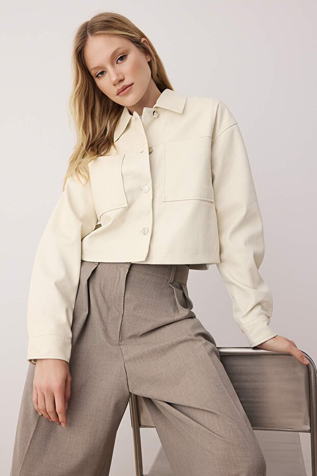 Kurtka ze skóry ekologicznej Regular Fit Cienka kurtka ze sztucznej skóry TWOAW26MO00086 - 2