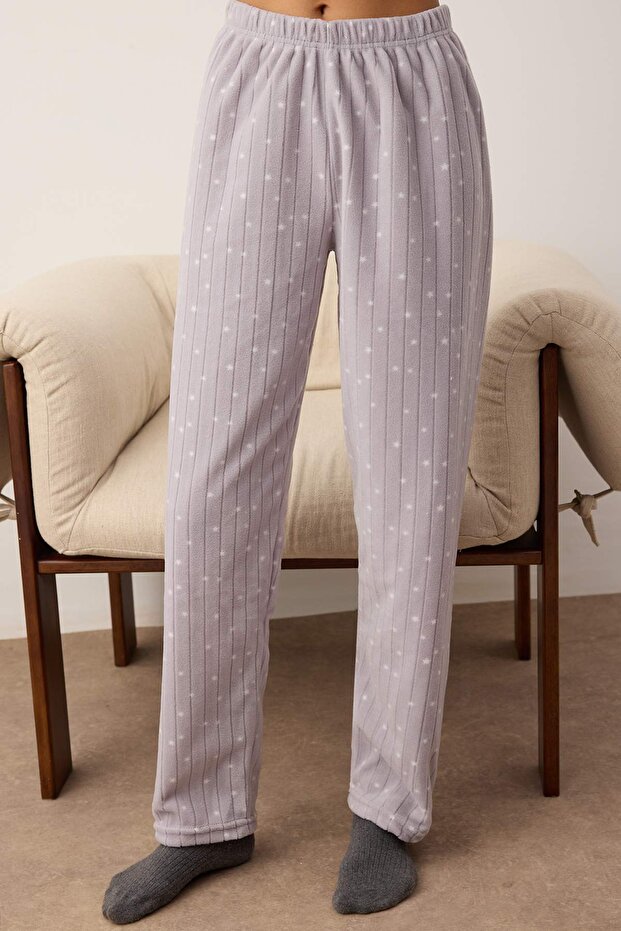 Gri Penguen Patchli Polar Örme Pijama Takımı THMAW26PT00193 - 3
