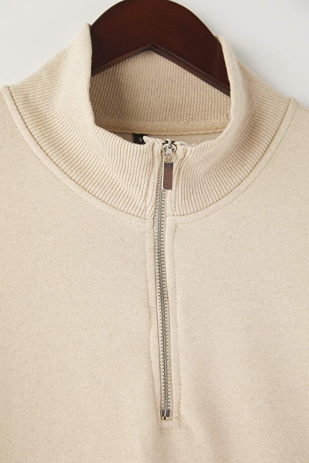 Kamienna Regular/Normalny krój Stojący kołnierz Gruba bluza z polarową podszewką TMNAW26SW00021 - 6