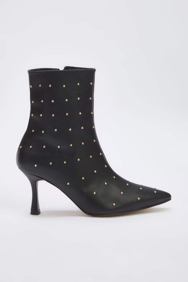 Black Trock Pointed Toe Women's 8 cm Thin Heeled Ankle Boots Takaw26Bo00057