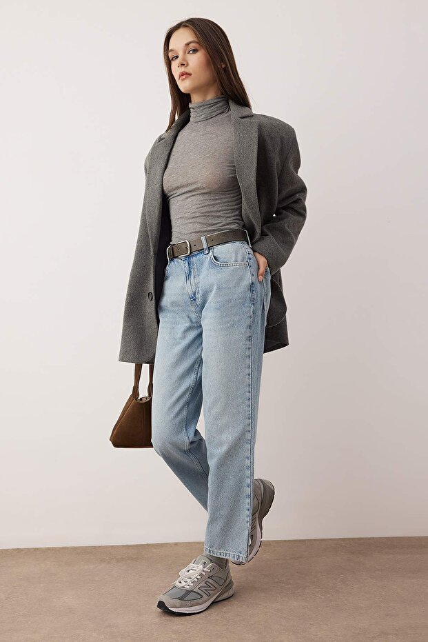 Açık Mavi  Yüksek Bel Straight Jeans TWOSS25JE00106 - 2