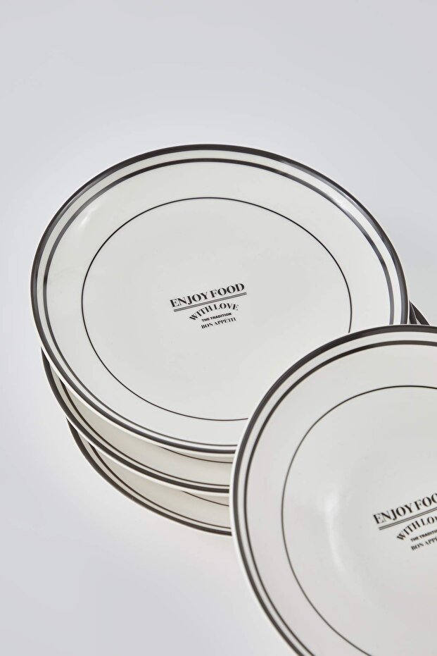4'lü Minimal Desenli 21 cm Pasta Tabağı TPHAW26TBK00018 - 5