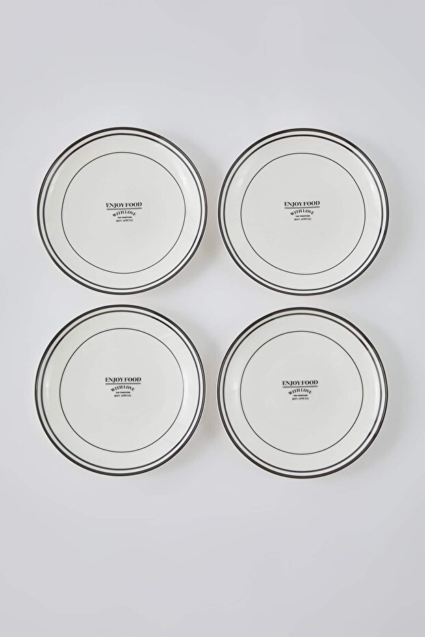 4'lü Minimal Desenli 21 cm Pasta Tabağı TPHAW26TBK00018 - 4