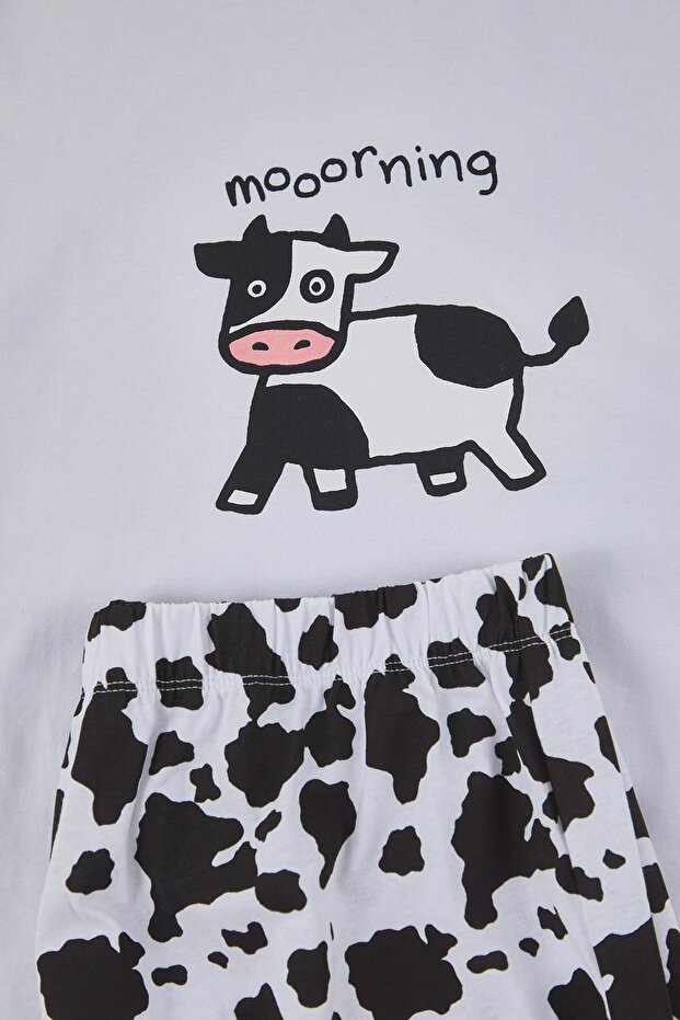 Ekru Animal Desenli Örme Pijama Takımı TBBAW26AI00031 - 4