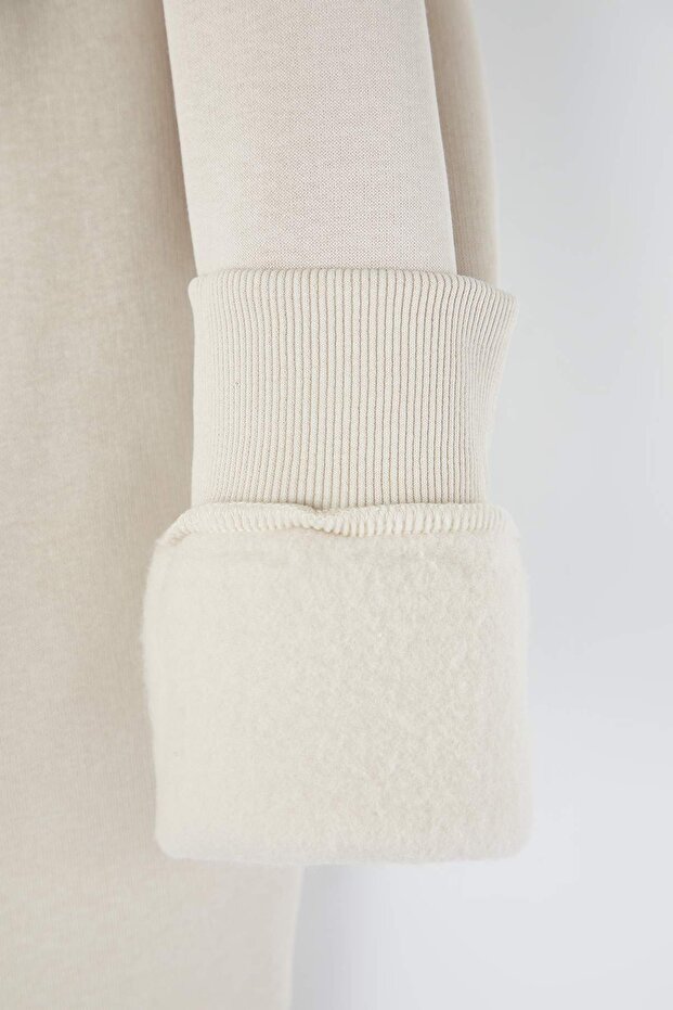 Teen Taş Kapüşonlu Sırt Melek Baskılı Kalın İçi Polarlı Oversize Örme Sweatshirt TWOAW26SW00198 - 8