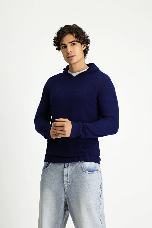 Kapüşonlu Regular Fit Yünlü Triko Kazak - 4